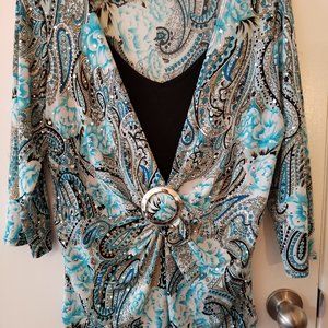 Brittany Black, Sequenced paisley Dress Shirt